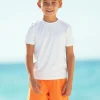 Boys White Side Stripe Short Sleeve Rashguard