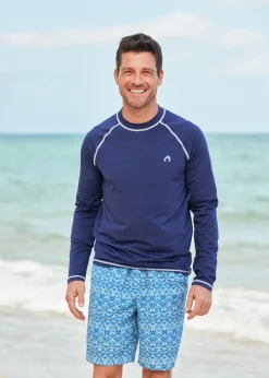 Men's Navy Long Sleeve Cabana Rashguard