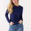 Navy Bamboo Long Sleeve Top