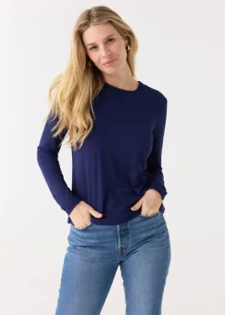 Navy Bamboo Long Sleeve Top