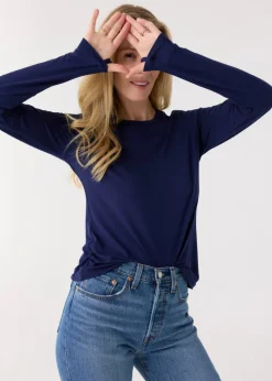 Navy Bamboo Long Sleeve Top