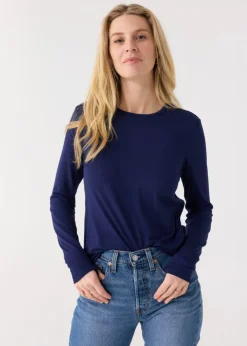 Navy Bamboo Long Sleeve Top