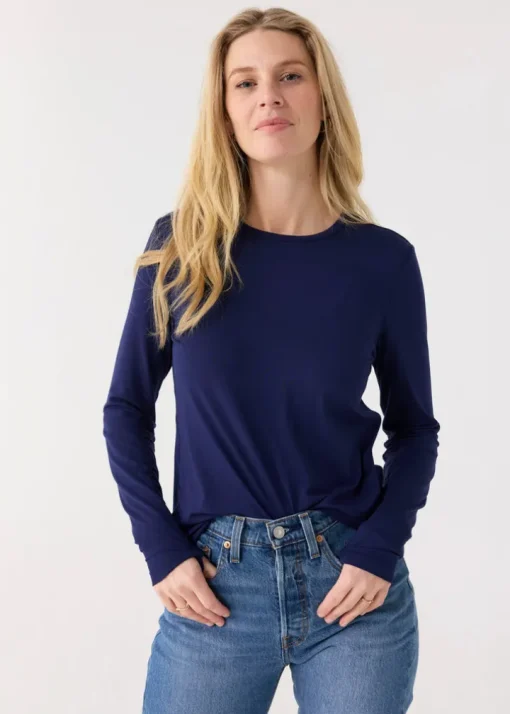 Navy Bamboo Long Sleeve Top