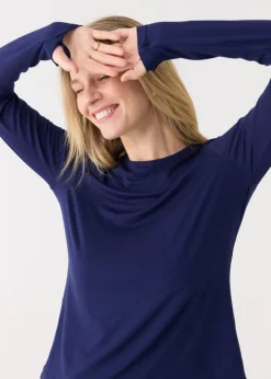 Navy Bamboo Long Sleeve Top