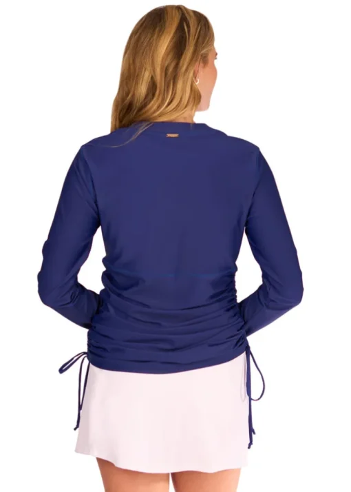 Navy Embroidered Convertible Ruched Rashguard