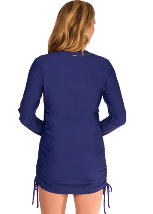 Navy Embroidered Convertible Ruched Rashguard