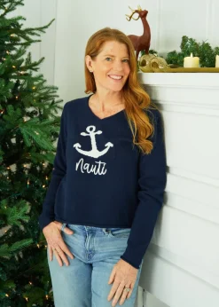 Navy Nauti V-Neck Sweater
