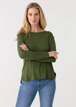 Olive Hi/Lo Bamboo Long Sleeve Top