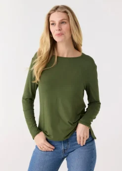 Olive Hi/Lo Bamboo Long Sleeve Top