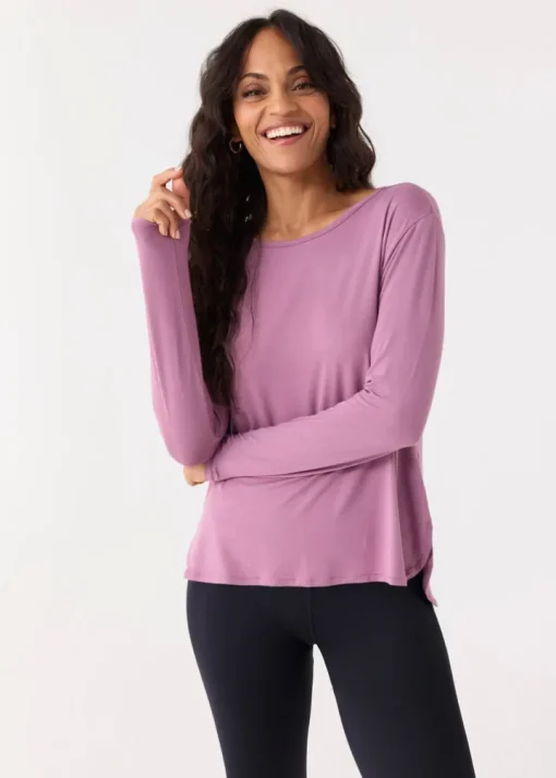 Orchid Hi/Lo Bamboo Long Sleeve Top