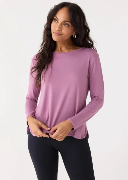 Orchid Hi/Lo Bamboo Long Sleeve Top