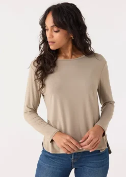Sand Hi/Lo Bamboo Long Sleeve Top