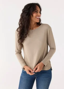 Sand Hi/Lo Bamboo Long Sleeve Top